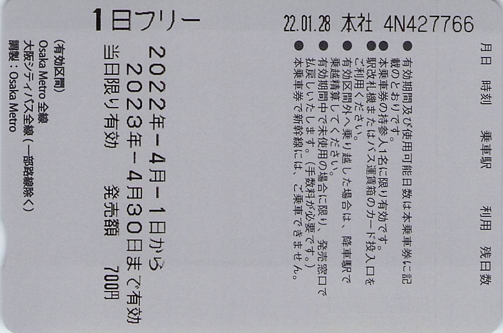 大阪高速電気軌道-Osaka Metro 1DAY PASS | Whatomの切符研究所